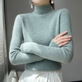 thumbnail image 3 of TRUBKH Women's Sweaters Turtleneck Sweater Long Lantern Sleeve Drop Shoulder Sweaters Slim Fit Lightweight Sweaters for Women Solid Tops Tunic Tops Blouse Seamless Knit Teacher Outfits Green 2XL, 3 of 4