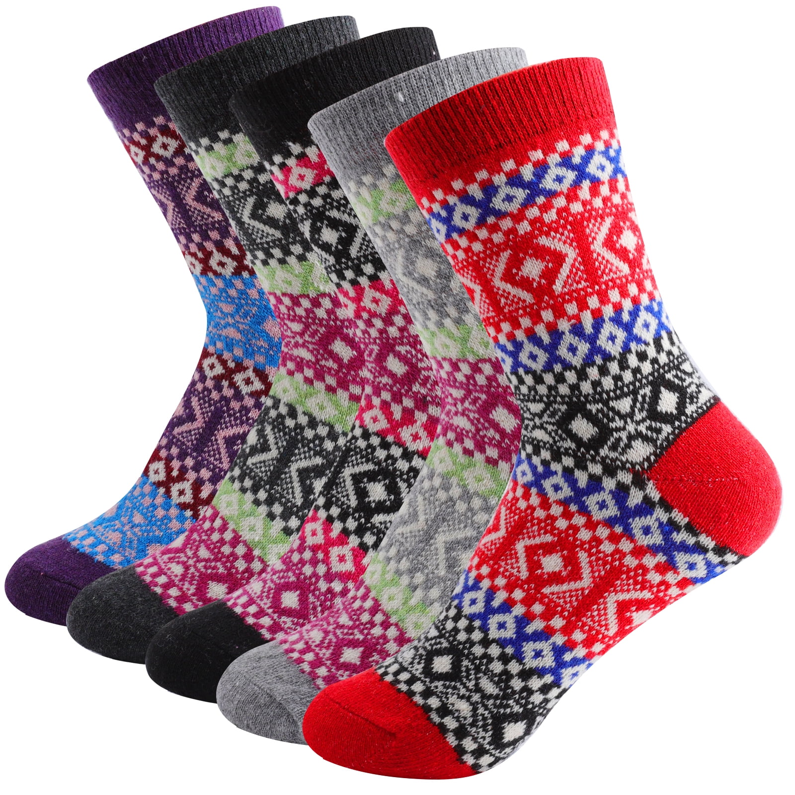 JINDUN 5 Pairs Wool Socks Wool Socks for Women Crew Socks for Women