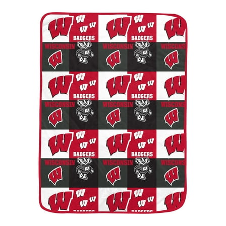 Pegasus Wisconsin Badgers 66" x 95" Oversized Graphic Grid Ultra Cozy Blanket