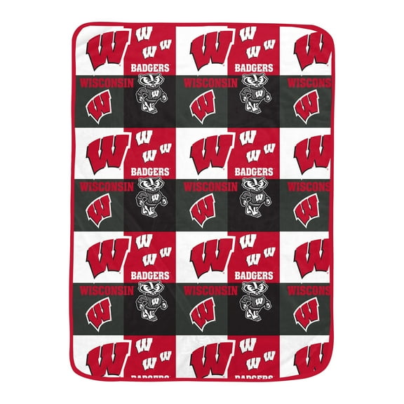 Pegasus Wisconsin Badgers 66" x 95" Oversized Graphic Grid Ultra Cozy Blanket