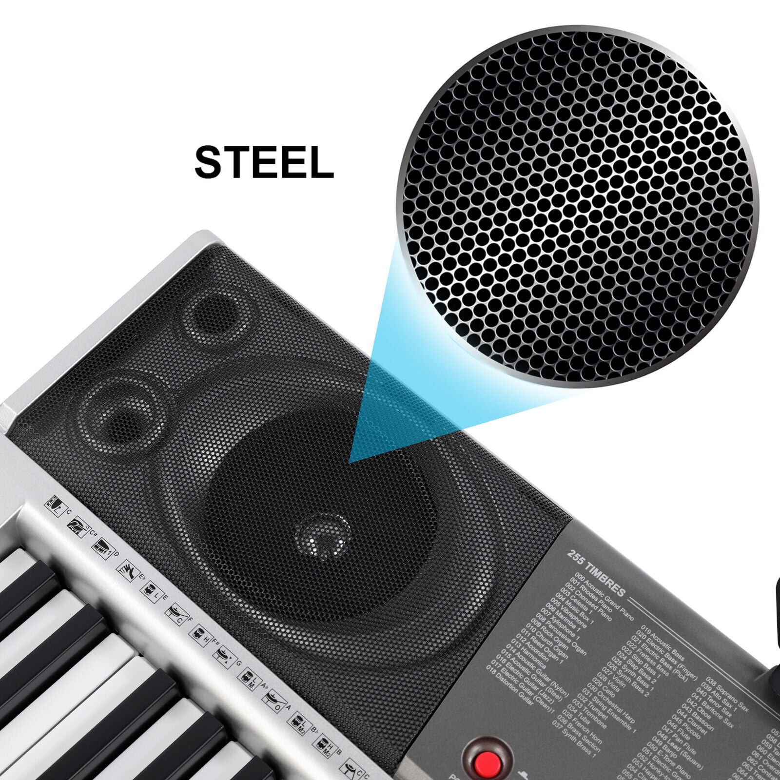 MUSTAR Full Size 61 Key Electric Piano Keyboard w/Stand,LCD Screen,Headphones,Microphone(Gray)
