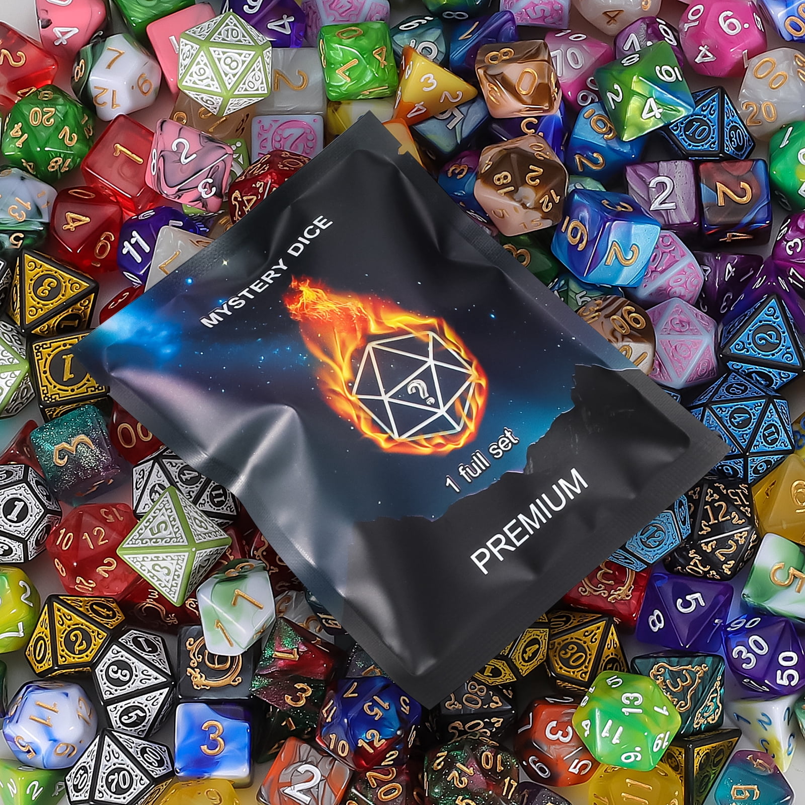 CiaraQ Polyhedral Dice - 48PCS Mystery Dice Set, Various Styles, Random DND Dice Patterns & Dice Bag, 6 Mystery Bags, D&D Gifts for Dungeons and Dragons, RPG, MTG,Role Playing Table Game