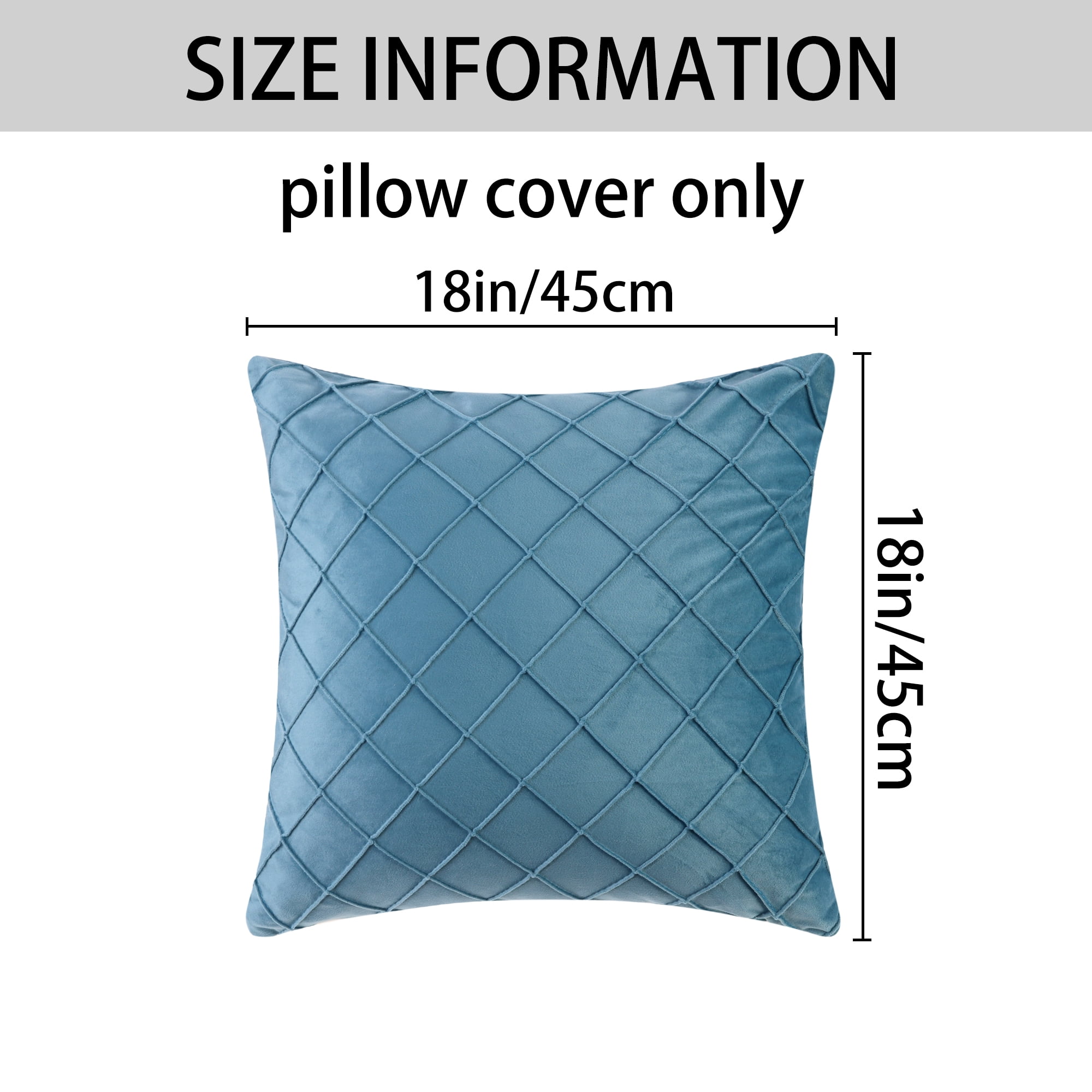 Unique Bargains Velvet Decorative Pillow Covers Geometric Textured Cushion Covers 2 Pcs Blue 18" x 18"