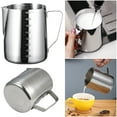 thumbnail image 6 of BLEEUS 900ml Milk Frothing Jug Stainless Steel With Scale Milk Pitcher For Kitchen Cafe Kitchen Daily Supplies (Steel Stamp Scale), 6 of 10