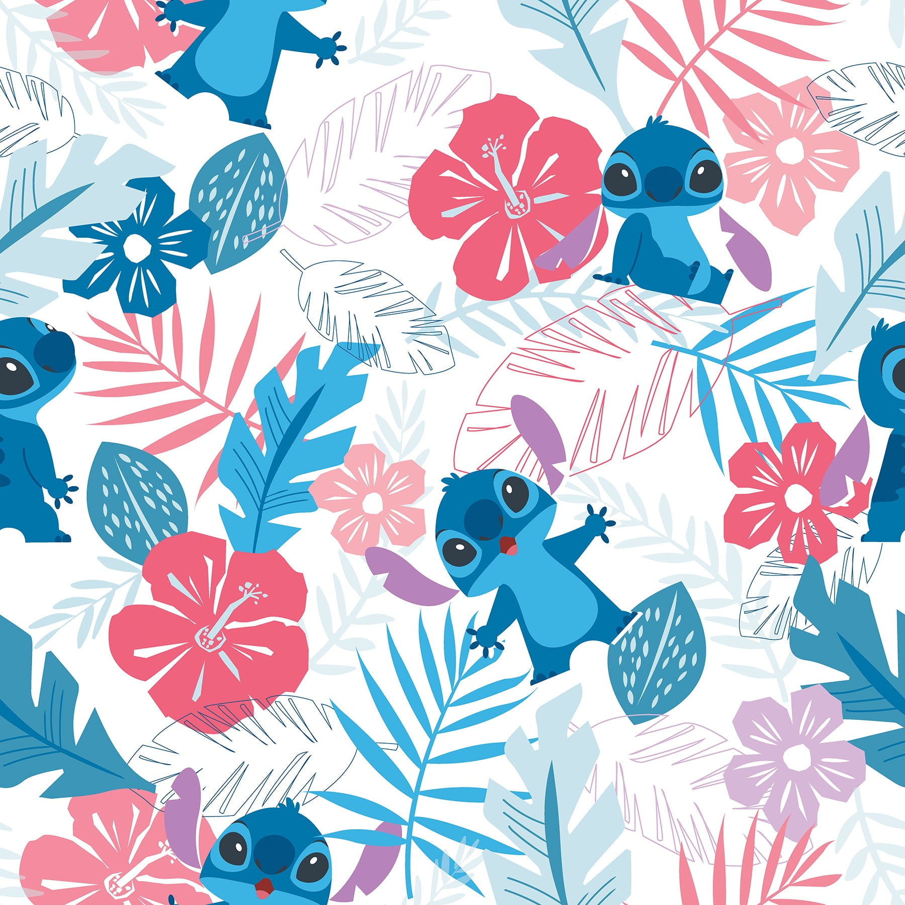 Disney Stitch Tropical Flowers Peel & Stick Wallpaper, Blue