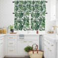 thumbnail image 3 of Monstera Kitchen Curtains Valances and Tiers Set of 3 Summer Green Leaf Tier Curtains and Valance with Rod Pocket for Small Windows, 27.5"x36", 3 of 9