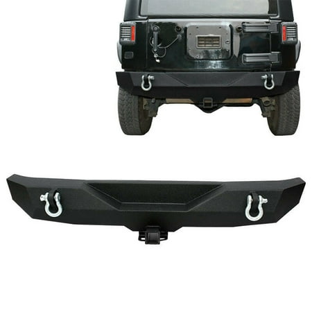 For 2007-2018 Jeep Wrangler JK Powder Coated Rear Bumper w/ D-ring (Best Jeep Rear Bumper)