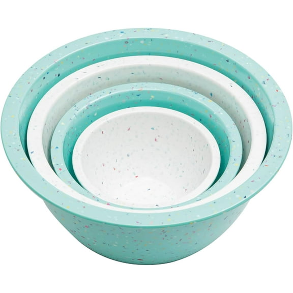 Confetti Nesting Mixing Bowls Set - 4-Piece Colorful Kitchen Bowls (18oz, 1.25QT, 2.5QT, 4QT) - BPA-Free, Dishwasher Safe, Space-Saving Design Eggshell Color