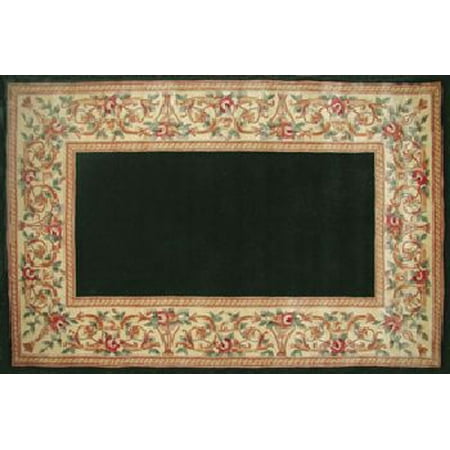- 30'' x 50'' Ruby Series Wool Hearth Rug Black With Floral Border
