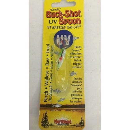 Northland Tackle BRUVS2-20 UV Buck Shot Rattle Spoon Glo. Perch 1/16oz Lure (Best Drop Shot Rod For Perch)
