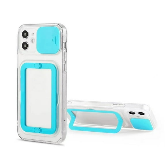 Soft TPU Phone Case For iPhone 13 in Blue With Camera Lens Protection Cover and Stand