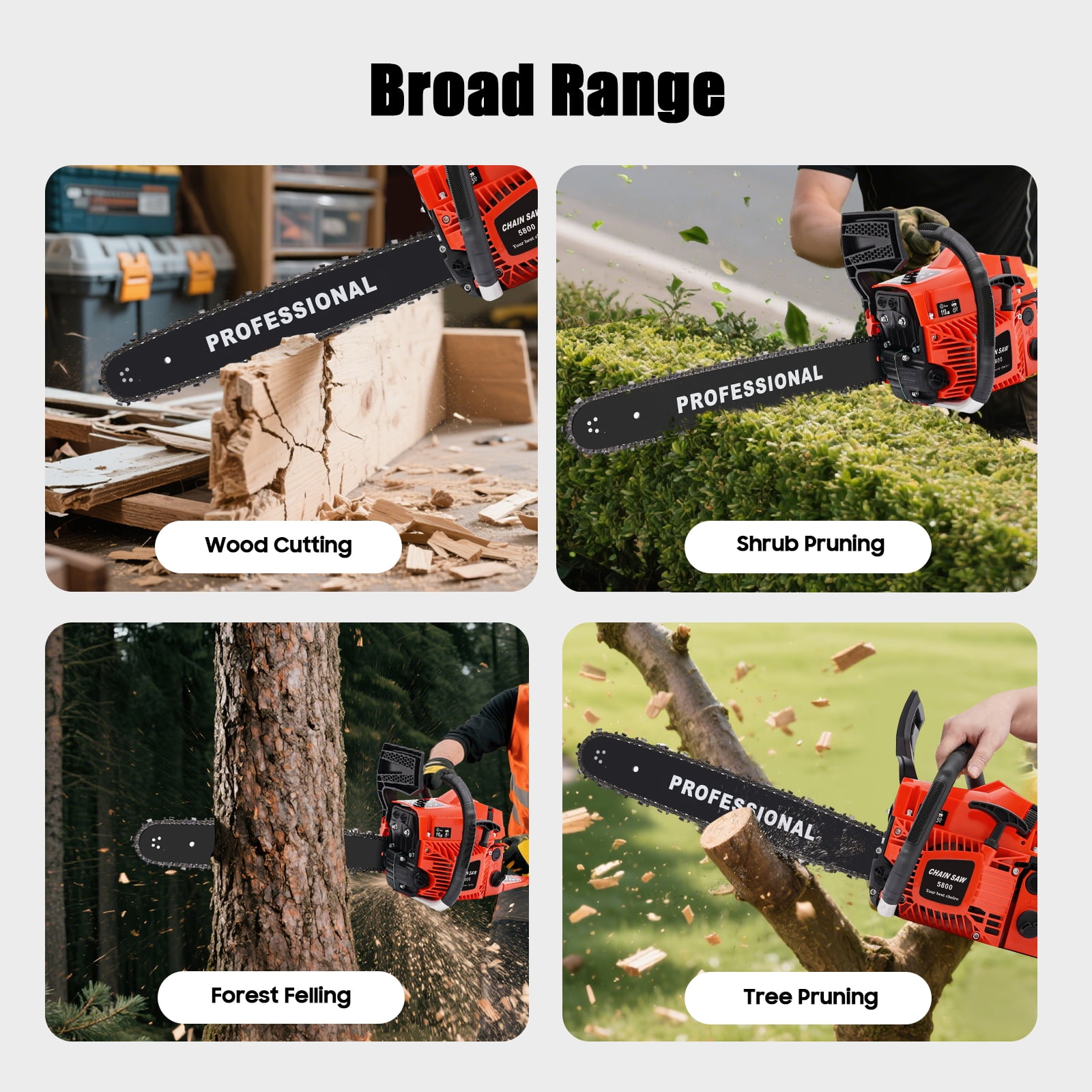 Chainsaw 58CC Power Chain Saw,20 Inch Guide Board Chain saws 2-Stroke Gasoline Handheld Cordless Petrol Chain Saws for Trees Gas Powered Farm, Ranch and Garden Tools