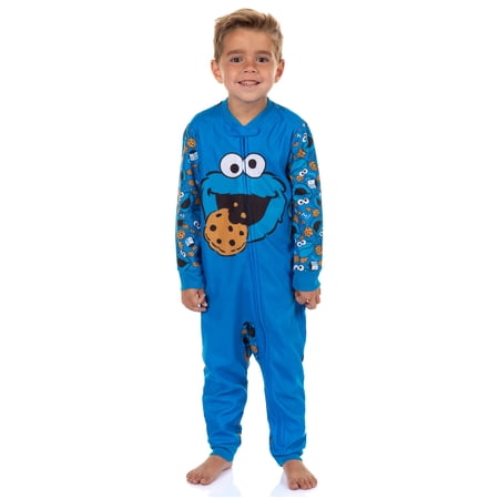 Sesame Street Cookie Monster Pajamas Toddler Zip Front Fleece Footless Union Suit Sleeper