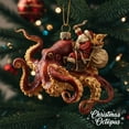 thumbnail image 5 of 3Pcs Christmas Octopus Ornament – Hand-Painted Coastal Holiday Decoration, Unique Deep Sea Christmas Tree Ornament with Metallic Hanging Cord, Resin Nautical Décor Gift for Ocean Lovers, 5 of 9