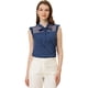 thumbnail image 1 of Blusa de trabajo Allegra K con Lazo transparente de malla sin mangas Volantes estampado de corazones Azul oscuro S, 1 of 4