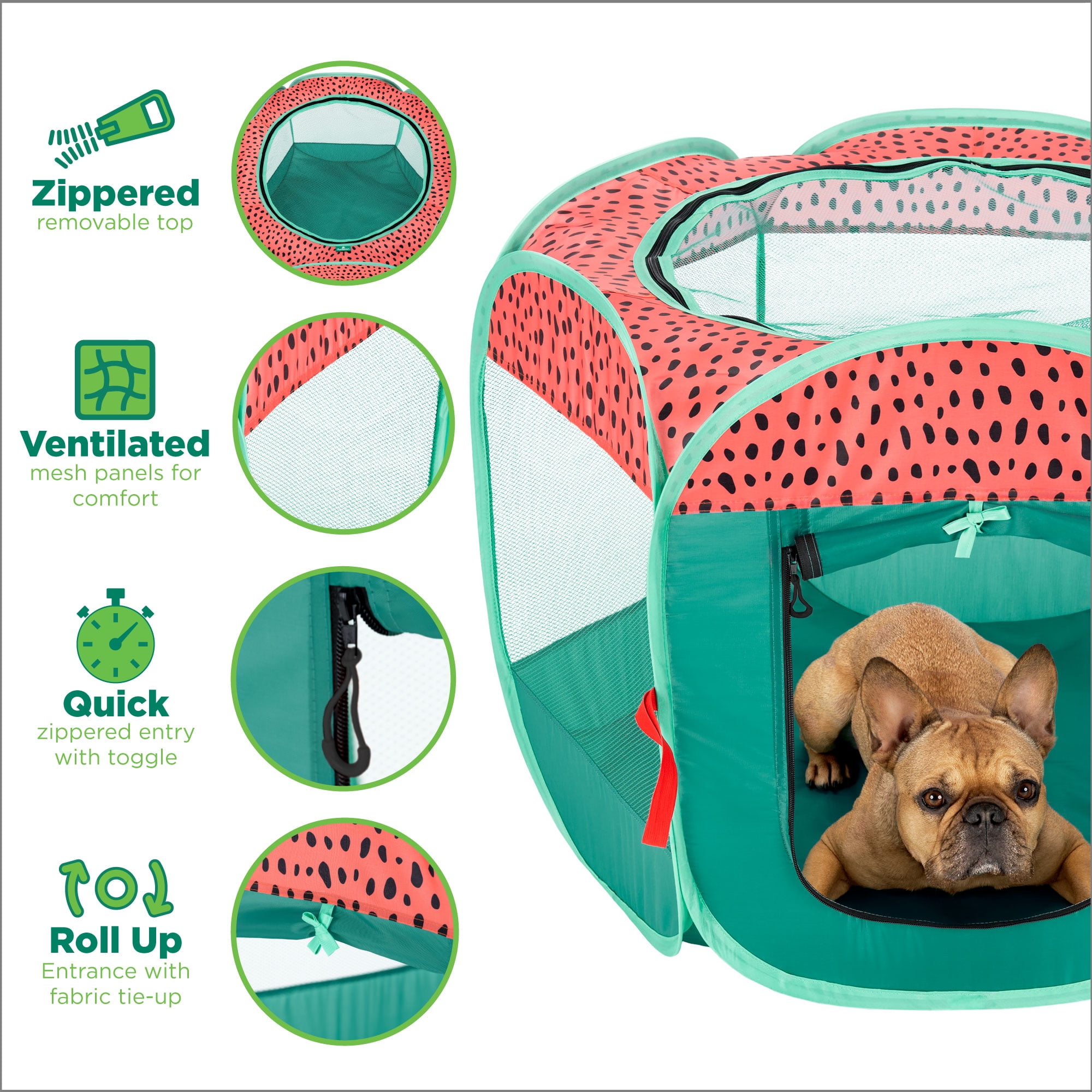 FurHaven Pet Products Mesh Open-Air Pet Playpen - Watermelon, Small