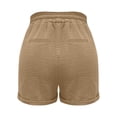 thumbnail image 5 of Linen Shorts for Women 7 Inch Inseam Drawstring Short High Waisted Lightweight Short Beach Vacation Outfits Pockets, 5 of 7