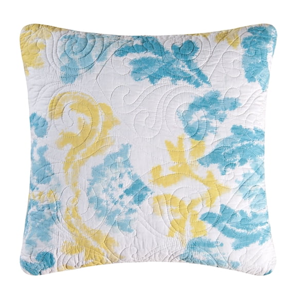 Delilah Blue Quilted Pillow, 18" x 18"