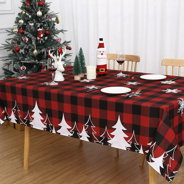 BeesClover Nappe de Noël Flocon de Neige, Nappe de Fête Imperméable et Lavable pour Fête Intérieure Extérieure