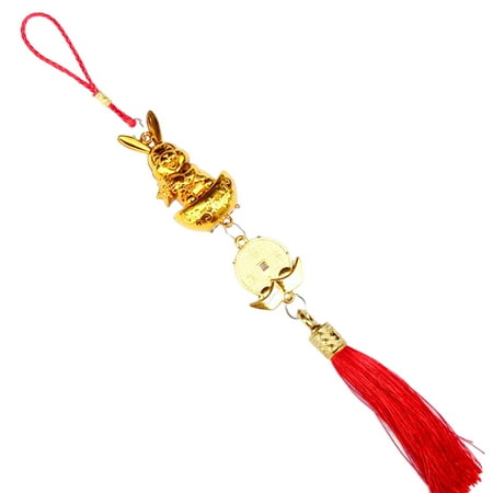 

Cute Rabbit Pendant with Lanyard Traditional Good Luck New Year Rabbit Mascot Pendant for Home