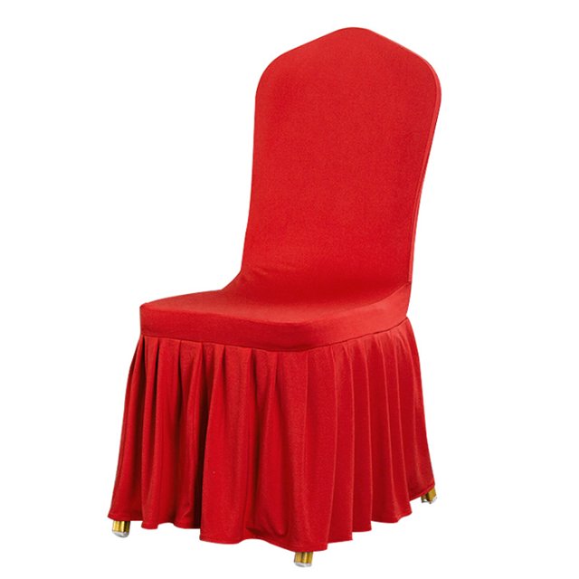 Jupe Plissée Détachable Stretch Housse de Chaise Couverture Hôtel Salle à Manger de Mariage (Rouge)