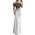 thumbnail image 3 of Laqbezok Women's Gradient Off-Shoulder Maxi Dress, French Chic Slim Fit Evening Gown, Ombre Ruched Mermaid Dress for Party Wedding, 3 of 6