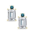 thumbnail image 2 of Gem Stone King 10K Yellow Gold Blue Diamond Earrings Set with Moissanite (3.63 Cttw), 2 of 5