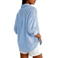 thumbnail image 5 of Qivvo Oversized Striped Button down Shirts for Women Classic Long Sleeve Collared Blouses Office Work Tops Outfit(Blue,XX-Large), 5 of 7