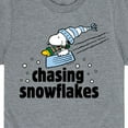 thumbnail image 3 of Peanuts - Snoopy & Woodstock Chasing Snowflakes Christmas - Toddler And Youth Short Sleeve Graphic T-Shirt, 3 of 6