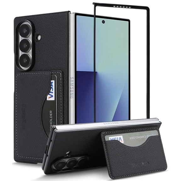 Slim Wallet Case for Samsung Galaxy Z Fold 8 Ultra, Premium PU Leather Protective Back Cover with Card Slots Kickstand Feature Shockproof Durable Ultra Thin Phone Case for Z Fold 8 Ultra, Black