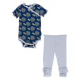 thumbnail image 1 of Print Short Sleeve Kimono One Piece and Double Ruffle Pant Outfit Set 6-12 Months, Navy Cornflower and Bee, 1 of 2