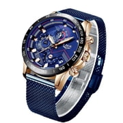 Lige Lige 2019 Popular Mens Mesh Strap Watch Multi-Functional Chronographe Waterproof Watch