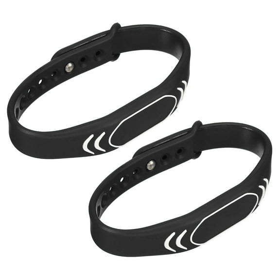 Uxcell 13.56MHz Read Only Adjustable RFID Proximity Silicone Wristbands Black 2 Pack