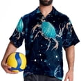 thumbnail image 4 of Cancer Constellation Men's Short Sleeve Beach Shirts, Casual Printed Button Down Poplin Shirt Summer., 4 of 6
