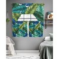 thumbnail image 5 of Summer Tropical Leaves Kitchen Curtain and Valance Set 3 Pieces,Rod Pocket Short Tier Curtains 24 Inch Length,Blue Green Botanical Leaf Plants Swag Topper Small Window Treatment for Cafe Bathroom, 5 of 6