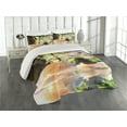 thumbnail image 2 of Ambesonne Spa Quilted Coverlet 3 Pcs, Spa with Candles Orchids, King Size, Pale Green Fuchsia, 2 of 4