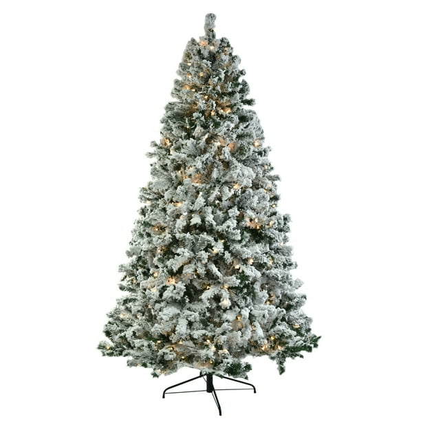 Segmart 7.5Ft Flocked Christmas Tree With Light, 1450 Tips, Pre-Lit Artificial Snow Christmas Tree With Metal Stand, Indoor/Outdoor Christmas Decorations For Home, Festival, Party, White, Ll349 - Walmart.com