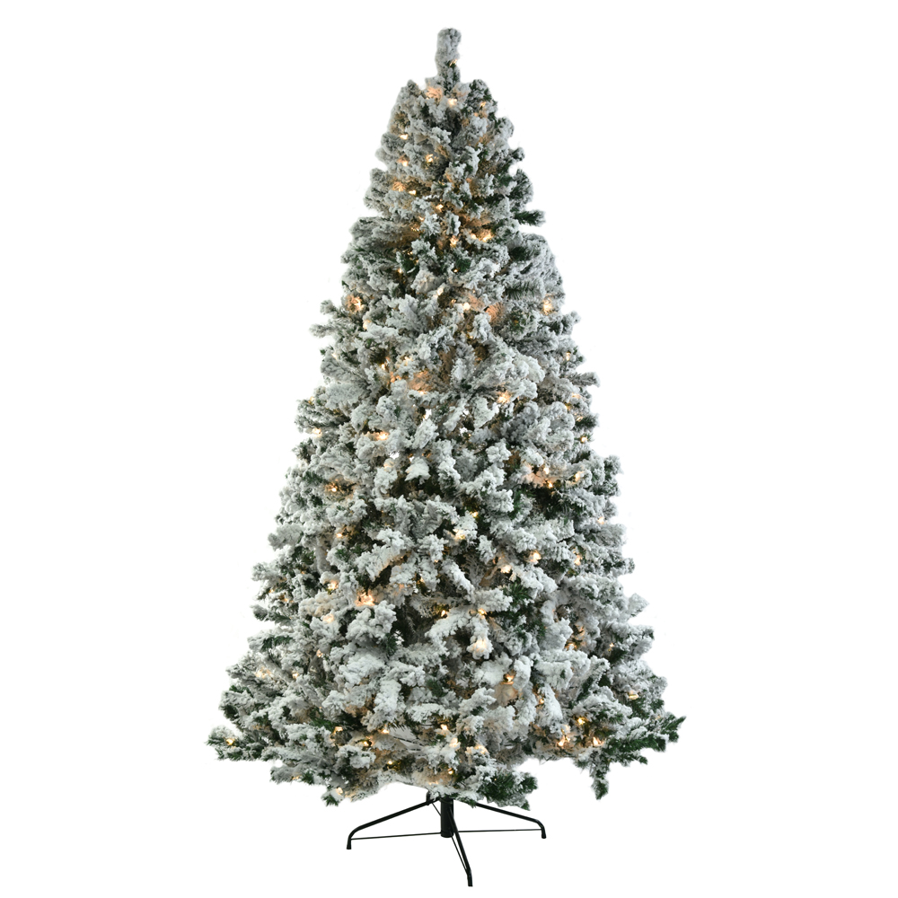 Christmas Trees Clearance, 7.5FT Pre-Lit Flocked Christmas Tree with Lights, 1450 Tips, Upgraded 