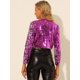thumbnail image 5 of Chaqueta de lentejuelas Allegra K Manga Larga Cárdigan Recortado con frente Abierto Bolero Shrug Rosa S, 5 of 6