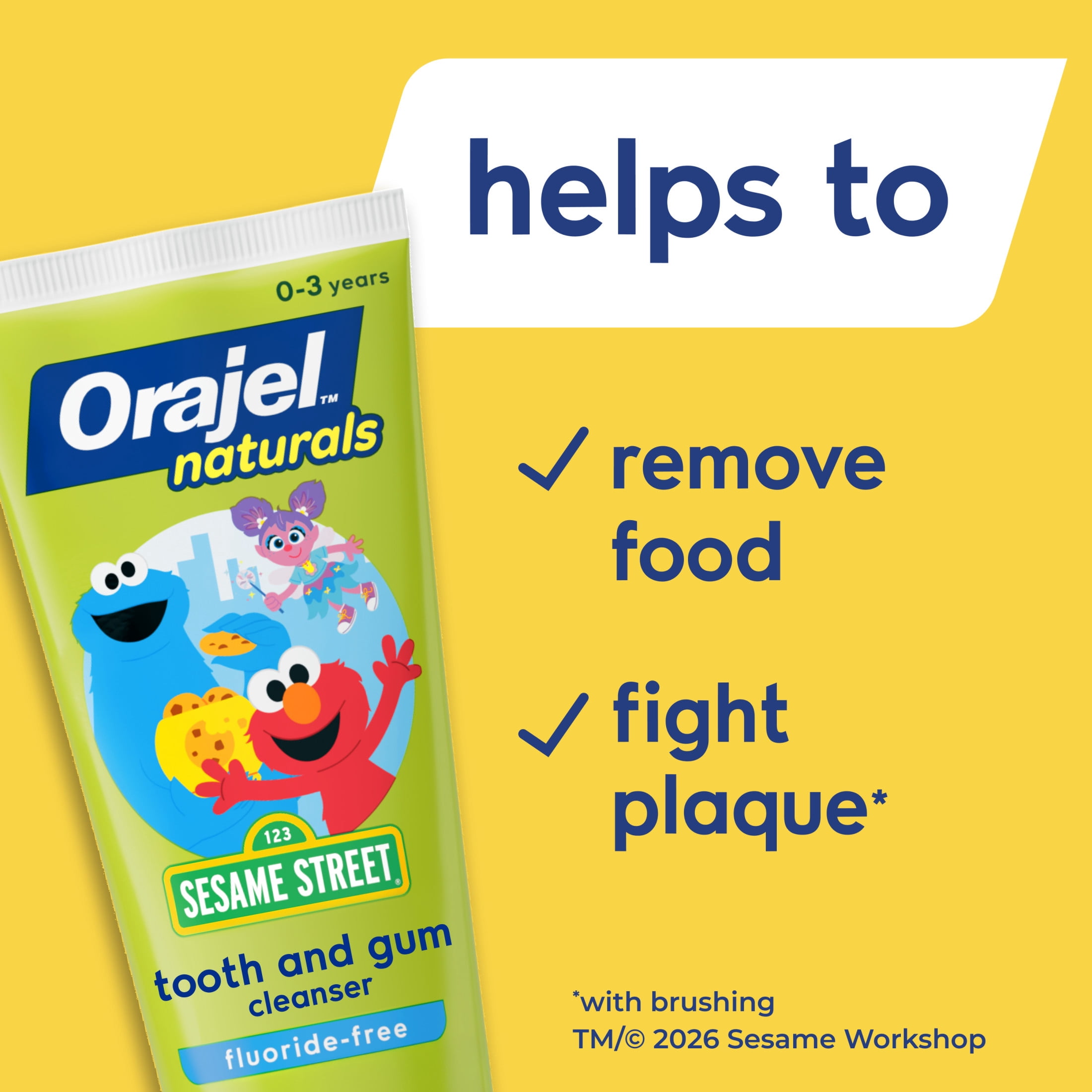 Orajel Naturals Sesame Street Toothpaste and Finger Brush, Natural Fruity Fun, 1.0 oz