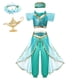 thumbnail image 1 of Jasmine Dress of Girl Birthday Party Carnival Fantasy Cosplay Disney Aladdin agic Lamp Moana Elena Princess Costume Clothing Set9-10T (150) Gao Jinjia LED, 1 of 2