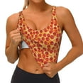 thumbnail image 4 of Fotbe Pizza Pattern Womens' Sports Bra Longline Wirefree Padded with Medium Support Sports Moisture-Wicking Workou Vest,Tank Top-, 4 of 9