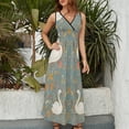 thumbnail image 6 of Elegant Swan Floral Print Womens Night Club Maxi Dress V Neck Sleeveless Bohemia Long Dresses, 6 of 9
