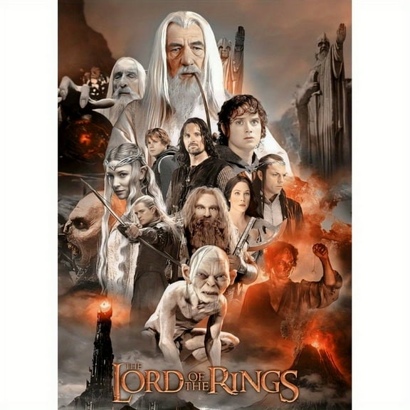 Adult DIY 5D Diamond Painting Kit, Lord of the Rings Series Art Round Diamond, Full Diamond Diamond Embroidery Kit, Mosaic Cross Stitch Craft Home Wall Decoration