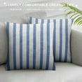 thumbnail image 3 of Nawypu  Decorative Farmhouse Throw Pillow Case,  Cream/Off-White with Blue Stripes Modern Accent Square, Textured Throw Pillow Cover for Sofa Couch Chair Bedroom, 3 of 5
