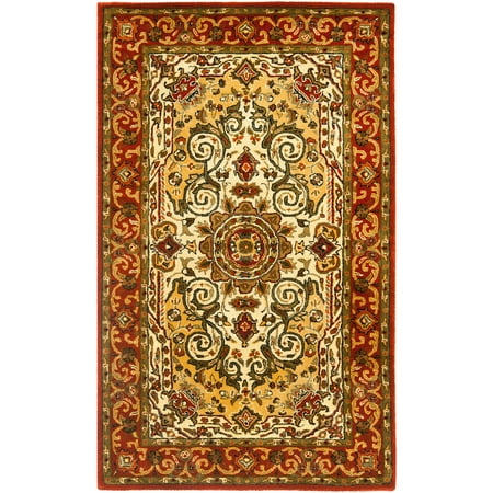 Heriz Persian Wool Area Rug - Safavieh Persian Legend Galati Hand Tufted New Zealand Wool Area Rug, Ivory and Rust