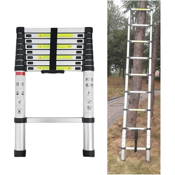 Dayplus 2.6M/8.5FT Telescopic Aluminium Folding Step Ladder Multi-purpose Non-slip Extendible Ladder