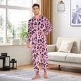 thumbnail image 3 of Adult Christmas Onesie Leopard Print Pink Pattern Zipper One-Piece Pajamas Unisex with Pockets, 3 of 6