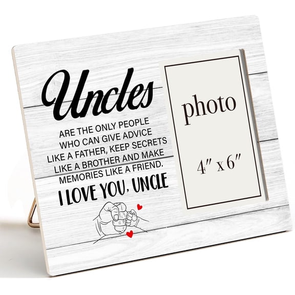 Wood Picture Frame - Best Uncle Gift From Niece Nephew for Birthday, Christmas, Father's Day - 4x6 Inches Photo