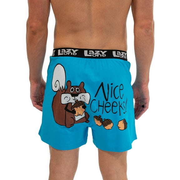 LazyOne Funny Animal Boxers, Novelty Boxer Shorts, Humorous Underwear, Gag Gifts for Men, Nature, Squirrel, Bum, Nuts (Nice Cheeks, Medium)